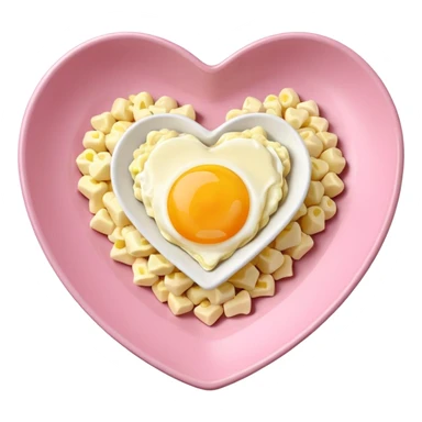 egg salad in a light pink heart shaped plate sticker