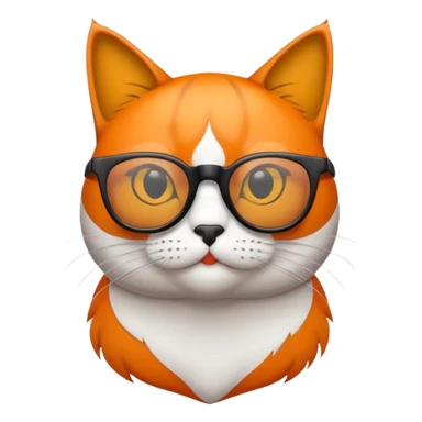 un gato de tres colores naranja, negro y blanco con gafas de leer sticker