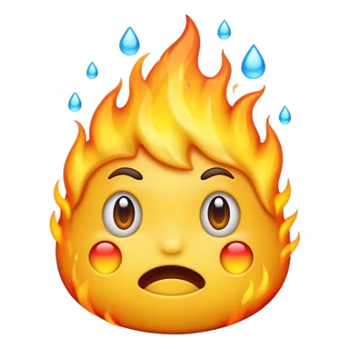 The emoji yellow On fire Scared sticker