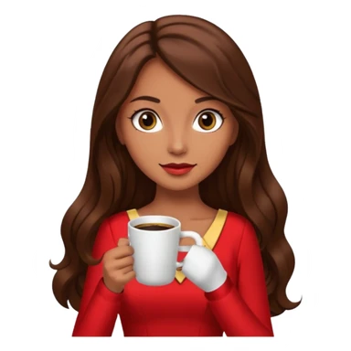 big black eyes and tanned skin brown hair glamorous long hair with coffee  sticker