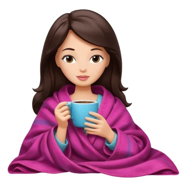 barbie girl with dark brown inside a blanket sipping coffee eyes closed sticker