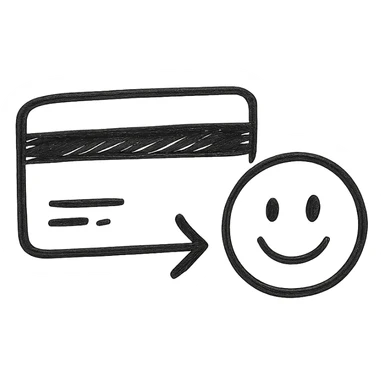 Minimalist buying emoji, minimalistic, abstract credit card with purchase symbol, black and white. sticker