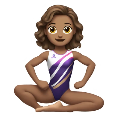 a gymnast with brown hair and brown eyes doing a split both legs on the ground sticker