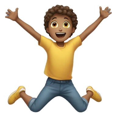 child is jumping with his arms up sticker
