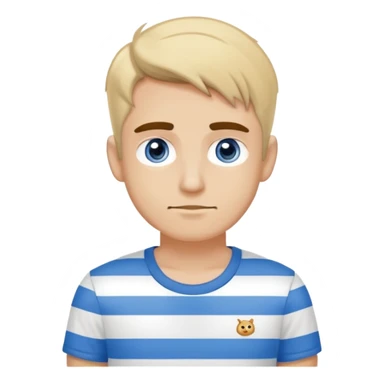 Chico blanco guapo con ojos color miel y cejas pobladas con una camiseta de mangas corta blanca y una camisa de vestir sobre puesta cde rayas blancas con rayas azules claro  sticker