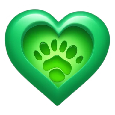 cat paw inside green heart sticker