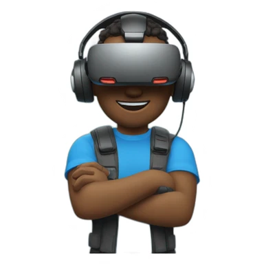 Vr player whit blue t-shirt sticker