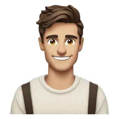 One simple, cute, emoji of Antoni Porowski from Queer Eye in a white sweater. Dark brown hair  sticker