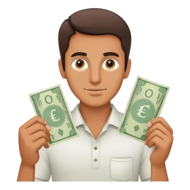 a man with a pakistani cureency in hand sticker