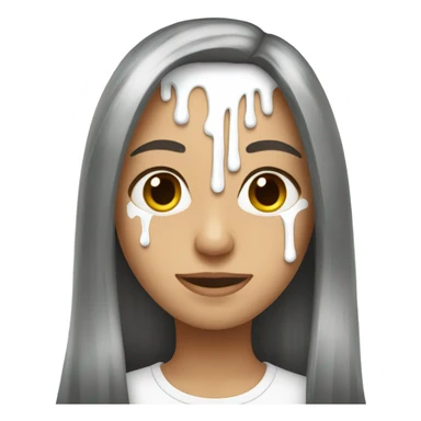 Drip White paint from face long brunette hair with highlights sticker