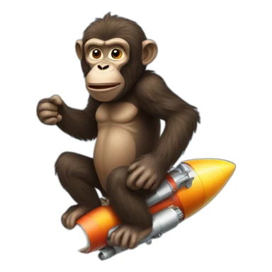 Crazy ape sitting on a rocket sticker