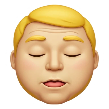 A male emoji with big fat lips with it’s eyes closed not smiling with its mouth closed and it’s yellow sticker