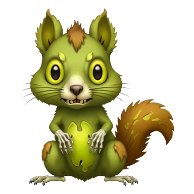 undead zombie squirrel, yellow green empty eyes, rotting, evil, chaotic, full body sticker
