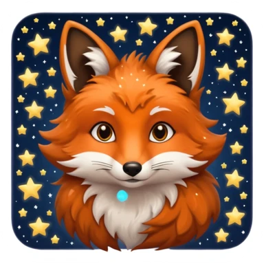 Night Fox with small small stars on it fur
 sticker