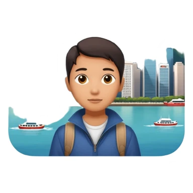 icon of a Chinese traveling to explore city, background of Hong Kong sticker