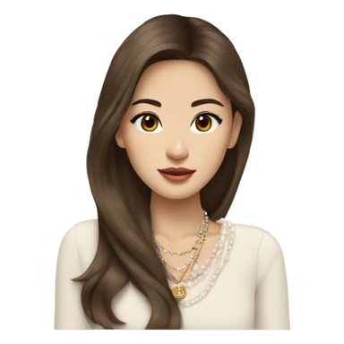 Realistic brown hair blue eyes Chanel Asian Girl with Birkin bag and Chanel necklace sticker