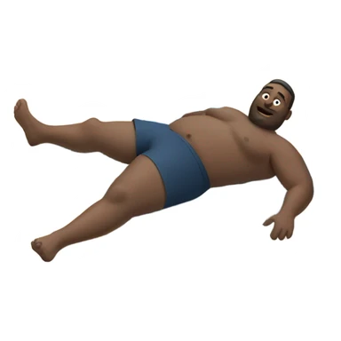 Fat man on beach on his stomach sticker