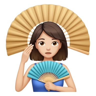 mulher com muito calor se abanando com leque sticker