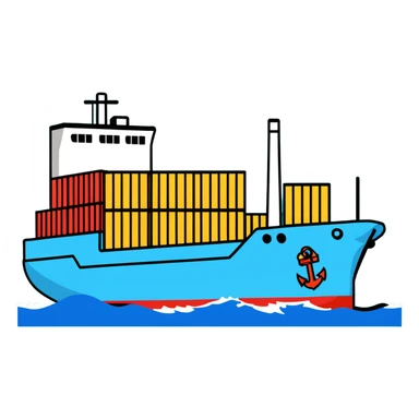 Cargo container ship in ocean sticker