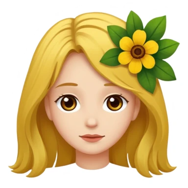 Ein braunhaariges Mädchen (glatte Haare ) mit einen Blume hinter dem ohr lange haare zur Seite kuckend  sticker