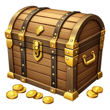 wooden treasure chest filled with gold coins and jewels sticker
