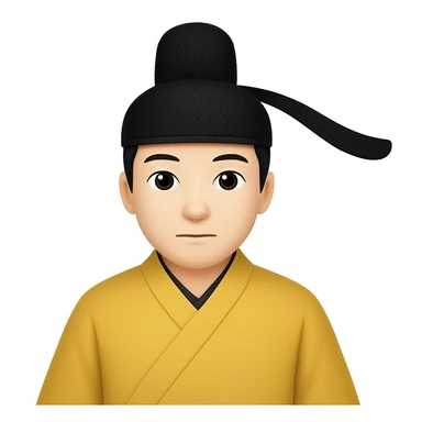 Make the emperor's robe one solid color and ensure he is wearing a kanmuri hat in emoji style sticker
