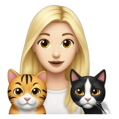 Blond white girl with black cat and tiger cat sticker
