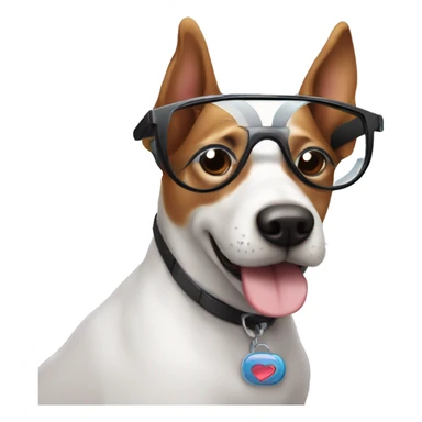 A dog with futuristic glasses and saying I love you Katherine sticker