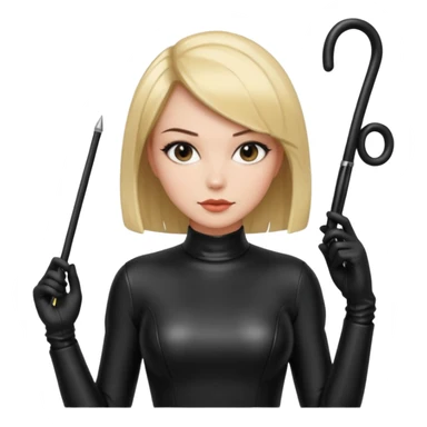 madam with straight bob hairstyle in black latex with whip in hand sticker