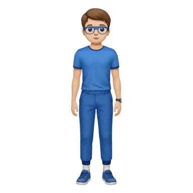 jeune homme garçon taille moyenne corpulence maigre cheveux chatain court yeux bleus lunettes photo de pieds en pantalon  sticker