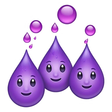 3 purple Drops with kool aids signature color, Juicy , no faces, just like the drops emoji 💦, just singular no extras, spraying left sticker