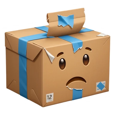 Generate a realistic emoji of a package being damaged. The emoji is simple and has no face sticker