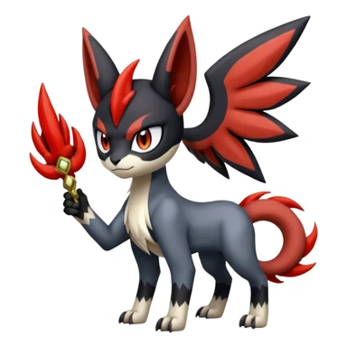 Handsome cool badass edgy Meloetta-Absol-Houndour-Litten-Guilmon-Giratina-Pokémon-Fakémon-fusion-hybrid-creature sticker