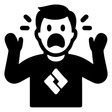 screaming IT guy wearing an Atlassian Jira t-shirt, solid filled icon sticker