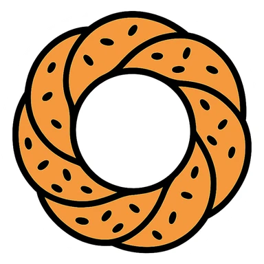 a simit, Turkish sesame bagel, flat icon style, simple and clean sticker