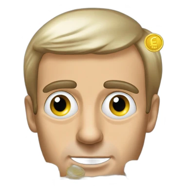 Emmanuel Macron with 2 euros coins in front of his eyes sticker