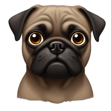 dark brown pug with a little black face sticker