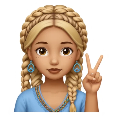 girl putting up a piece sign with boho braids sticker