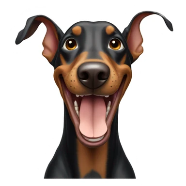 laughing doberman face forward sticker
