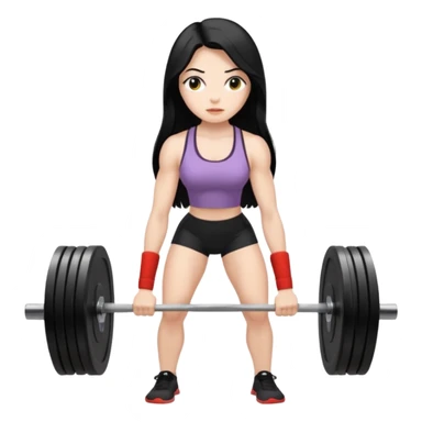 pale girl with long black hair deadlifting sticker