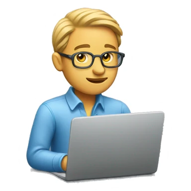 a man is working on a laptop sticker