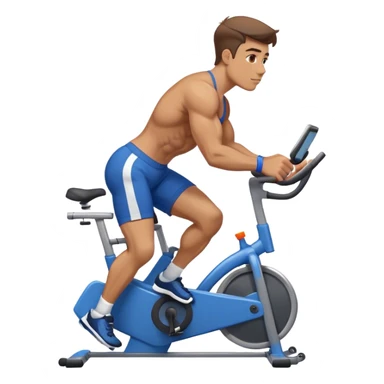 buff guy blue shorts stationary bike sticker