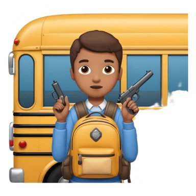 Person with gun on school bus sticker