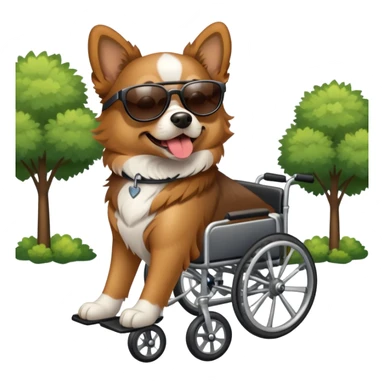 Dog in wheelchair with sunglasses sticker
