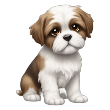 white and brown shi tzu puppy sticker