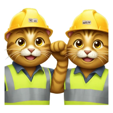 two happy cats dressed as construction workers sticker
