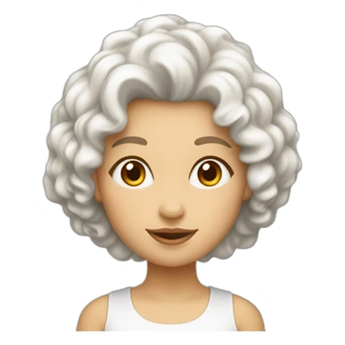 fille blanche cheveux bouclés brun sans lunettes  sticker