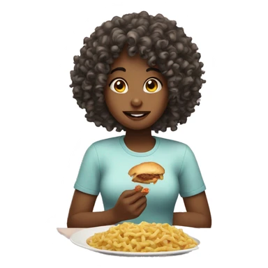 Curly hair girl eating food  sticker