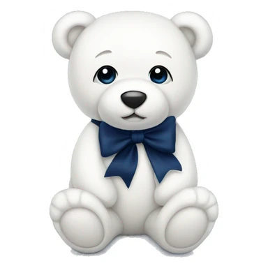 White teddy bear with a navy blue bow  sticker
