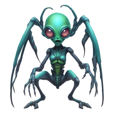 a insectoid alien woman full body sticker